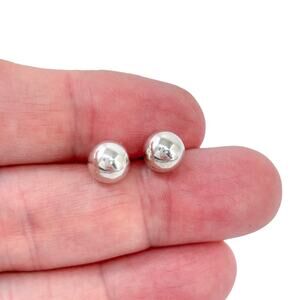 Estate Sterling Silver 925 8mm Ball Stud Earrings
